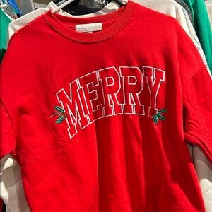 Ladies size medium 24 pit  State of Mind Festive Red Sweatshirt